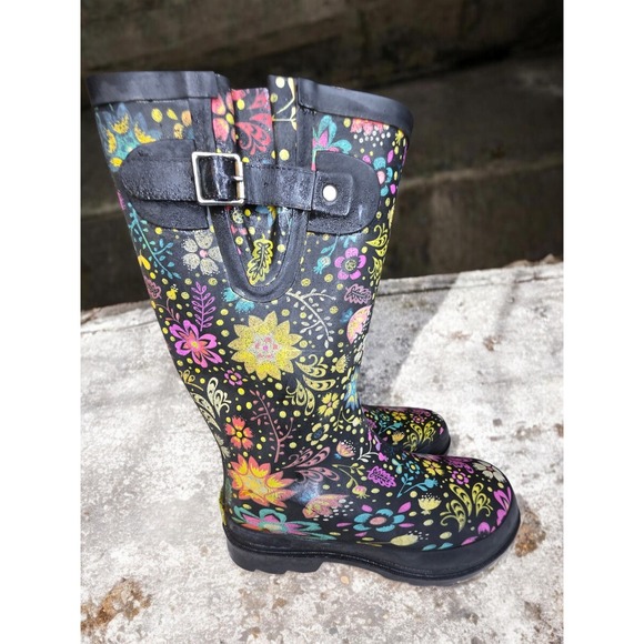 Western Chief Rubber Rain Boots Galoshes Women's Size 7 Garden Play Black-EUC - Picture 4 of 10